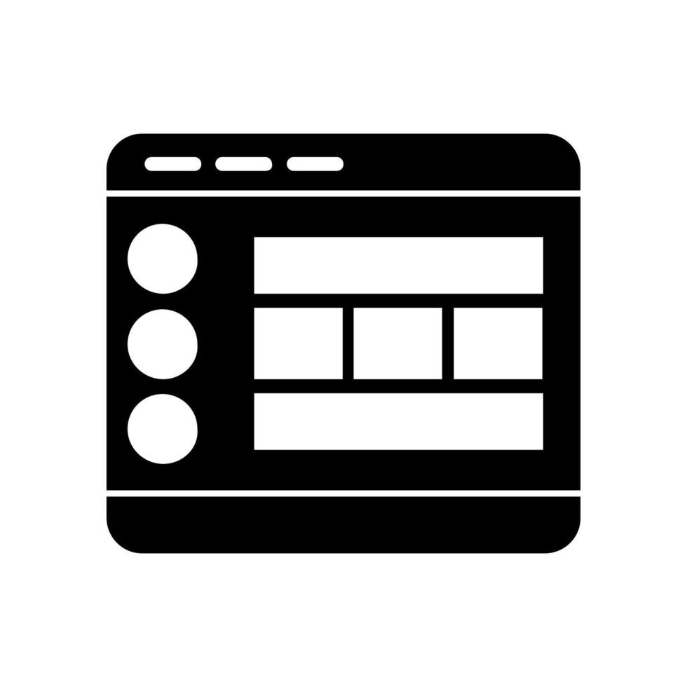 A black and white icon of a computer screen on background vector