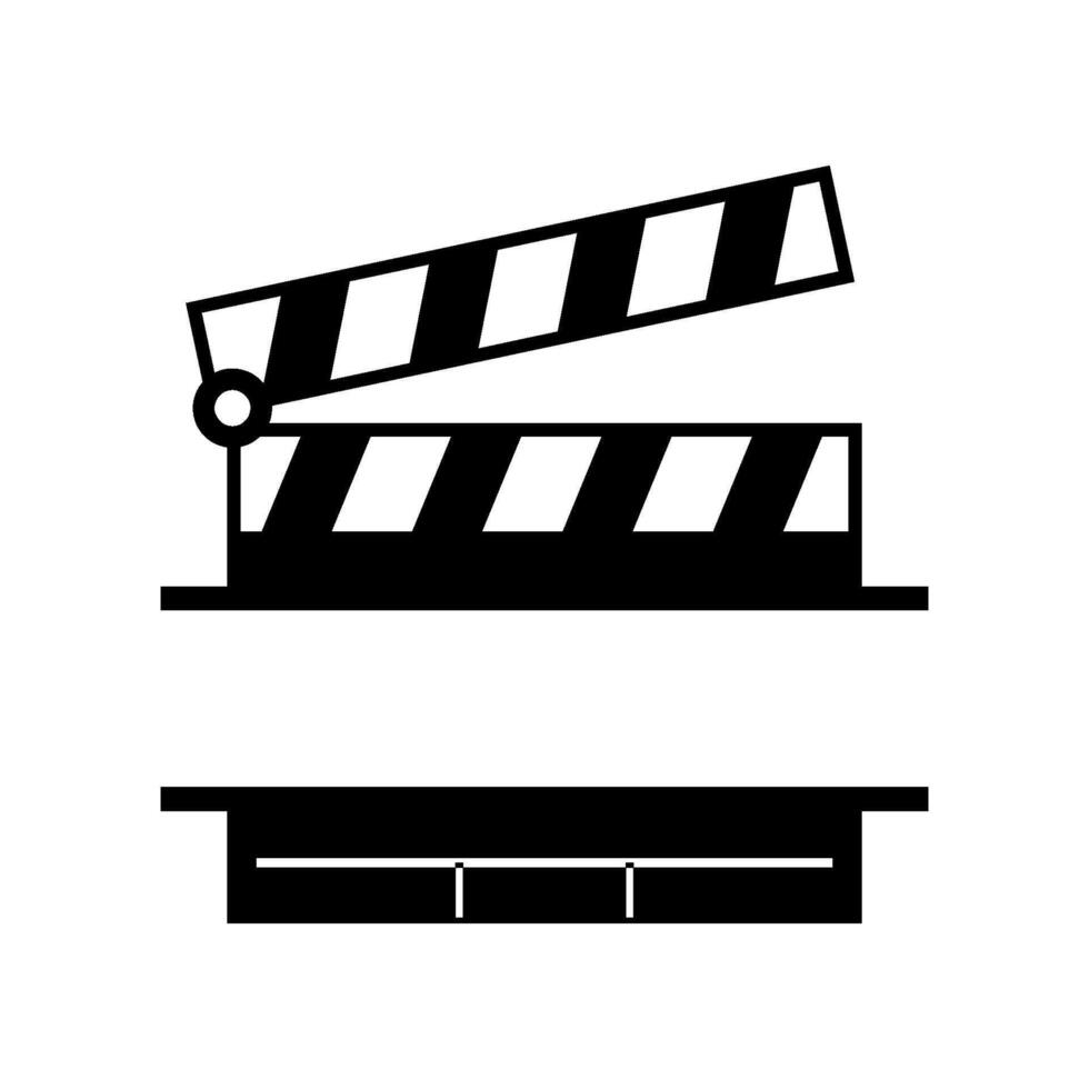 A black and white clapboard icon on a white background vector