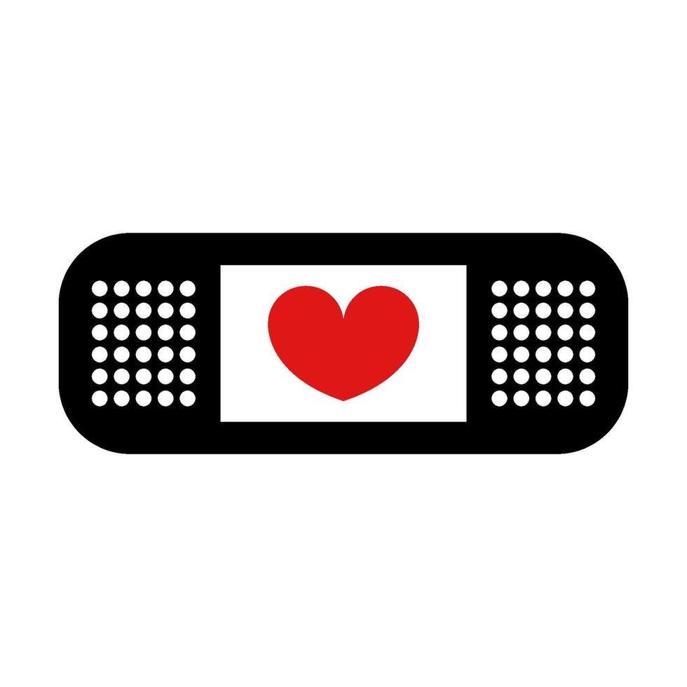 A black and red bandage with a heart on it vector