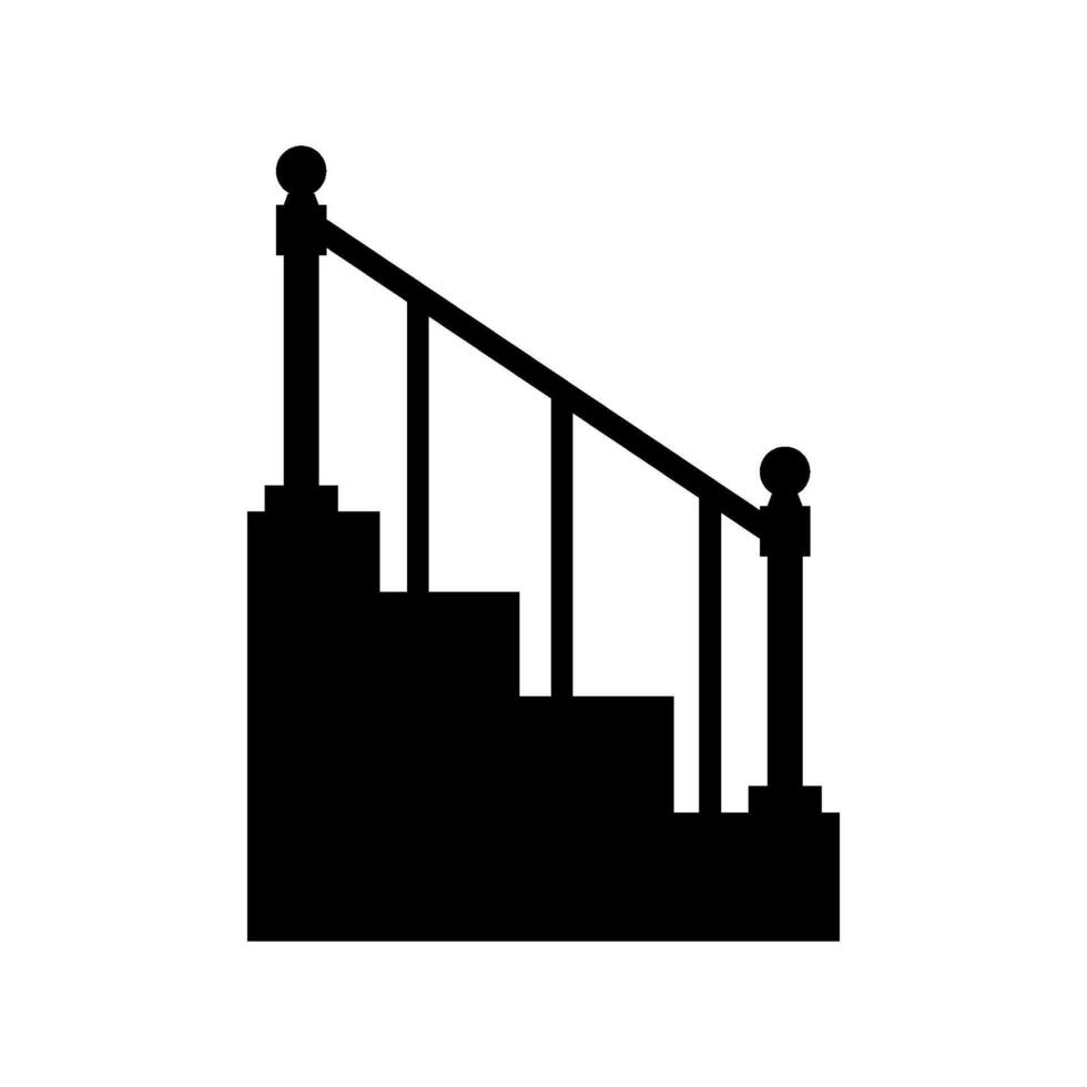 A black and white illustration of a staircase vector