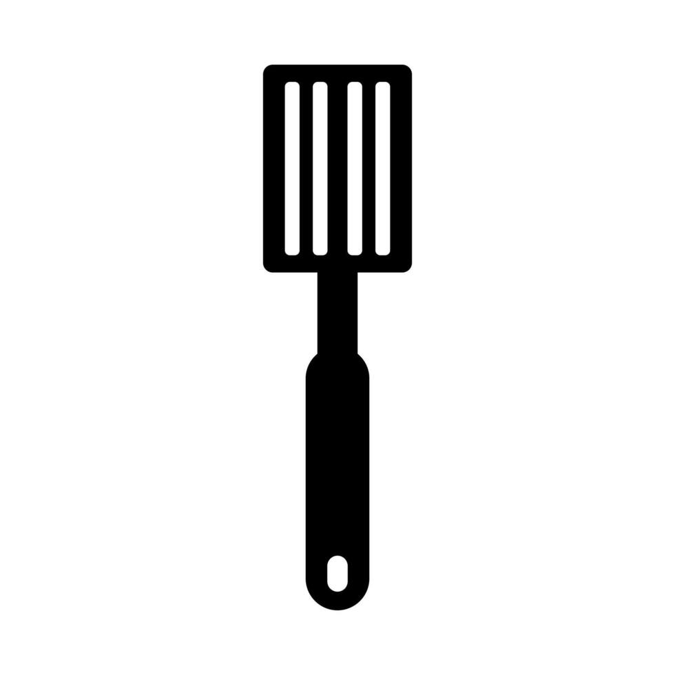 A black and white illustration of a spatula on white background vector