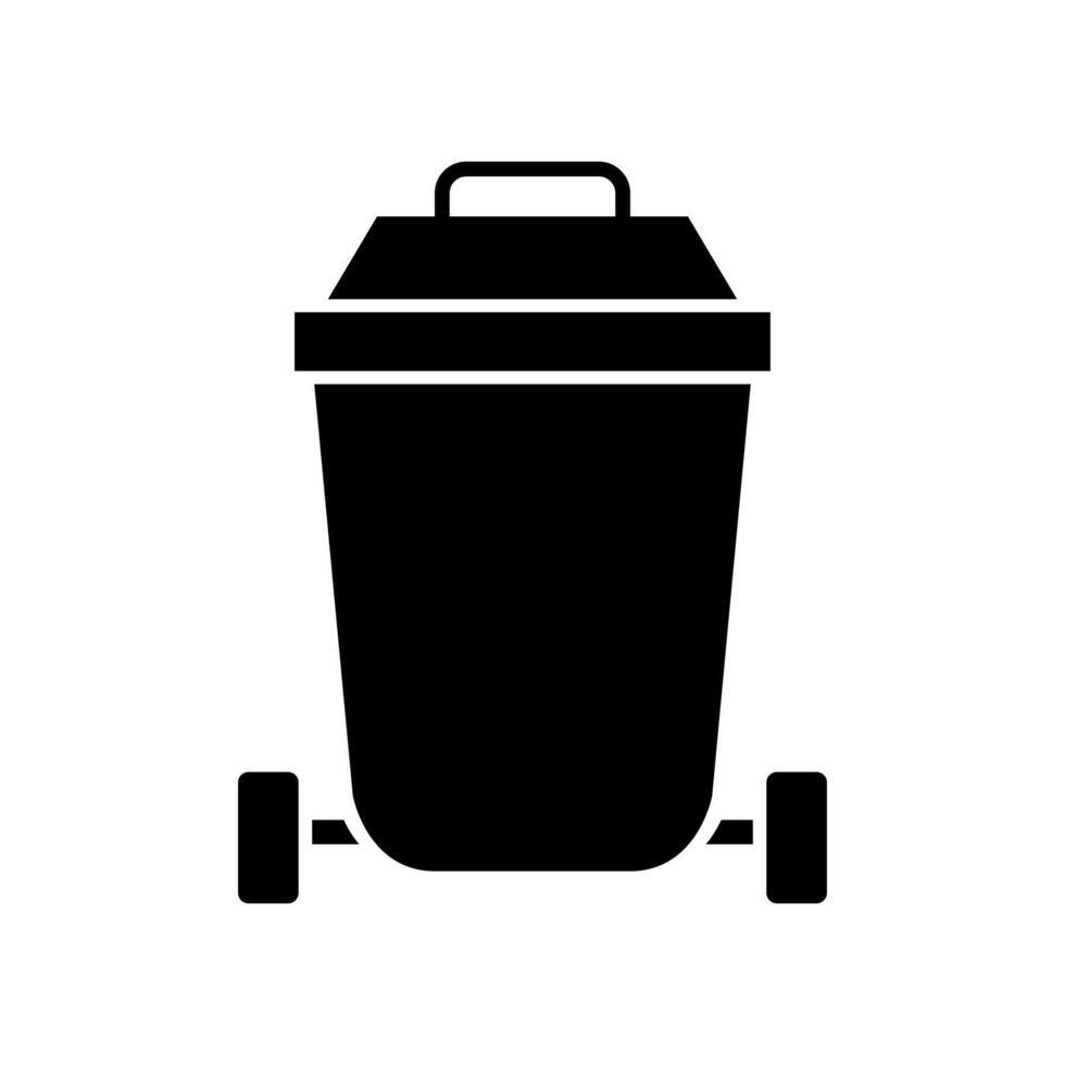 A black trash can icon on white background vector