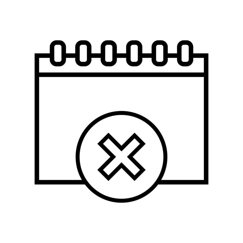 Calendar icon with an x on it vector