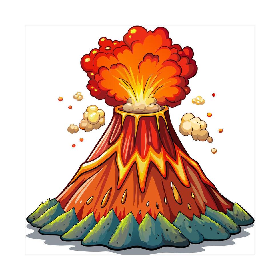 Volcano cartoon illustration vector