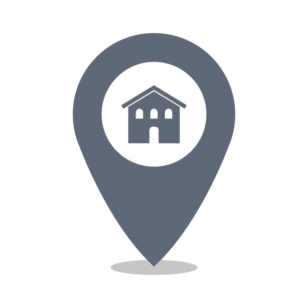 A house icon on a map pointer vector