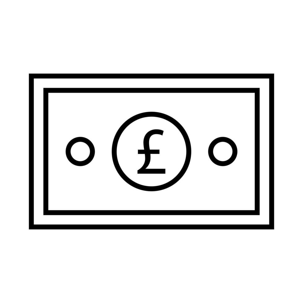 A black and white line icon of a pound coin vector