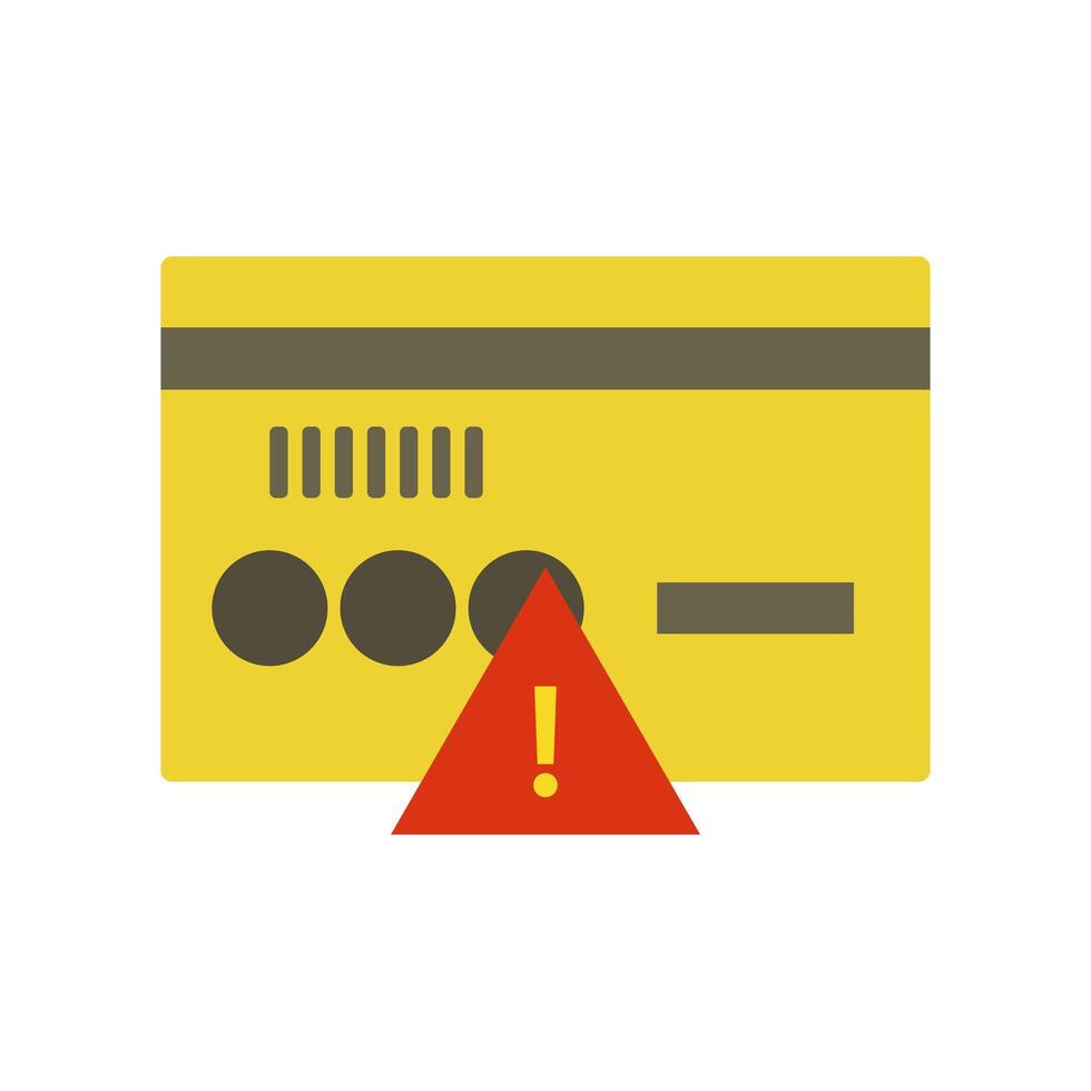 Credit card icon with caution sign illustration vector
