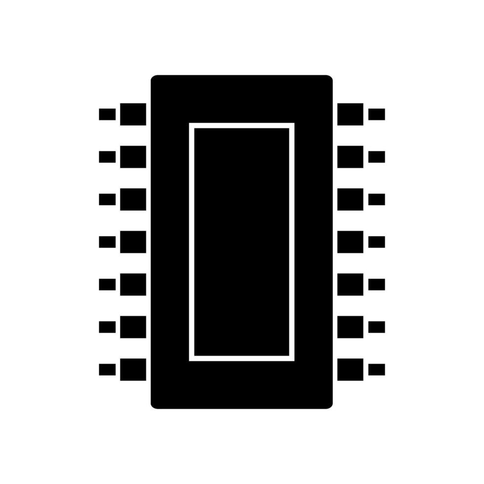 A black and white image of a computer chip on white background vector