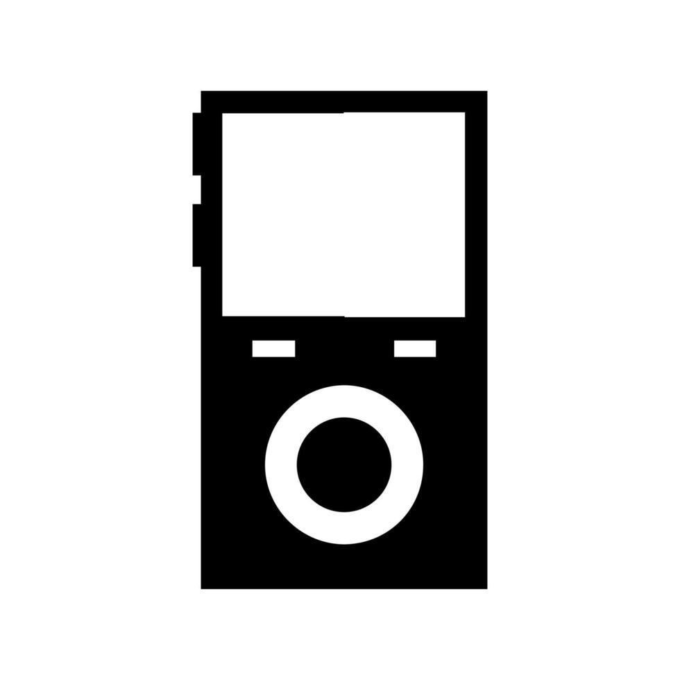 A black and white image of a mp3 player on white background vector