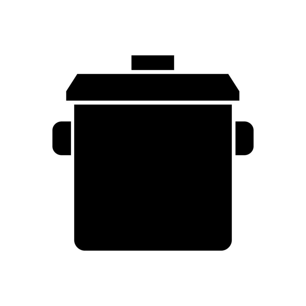A black and white icon of a trash can on white background vector