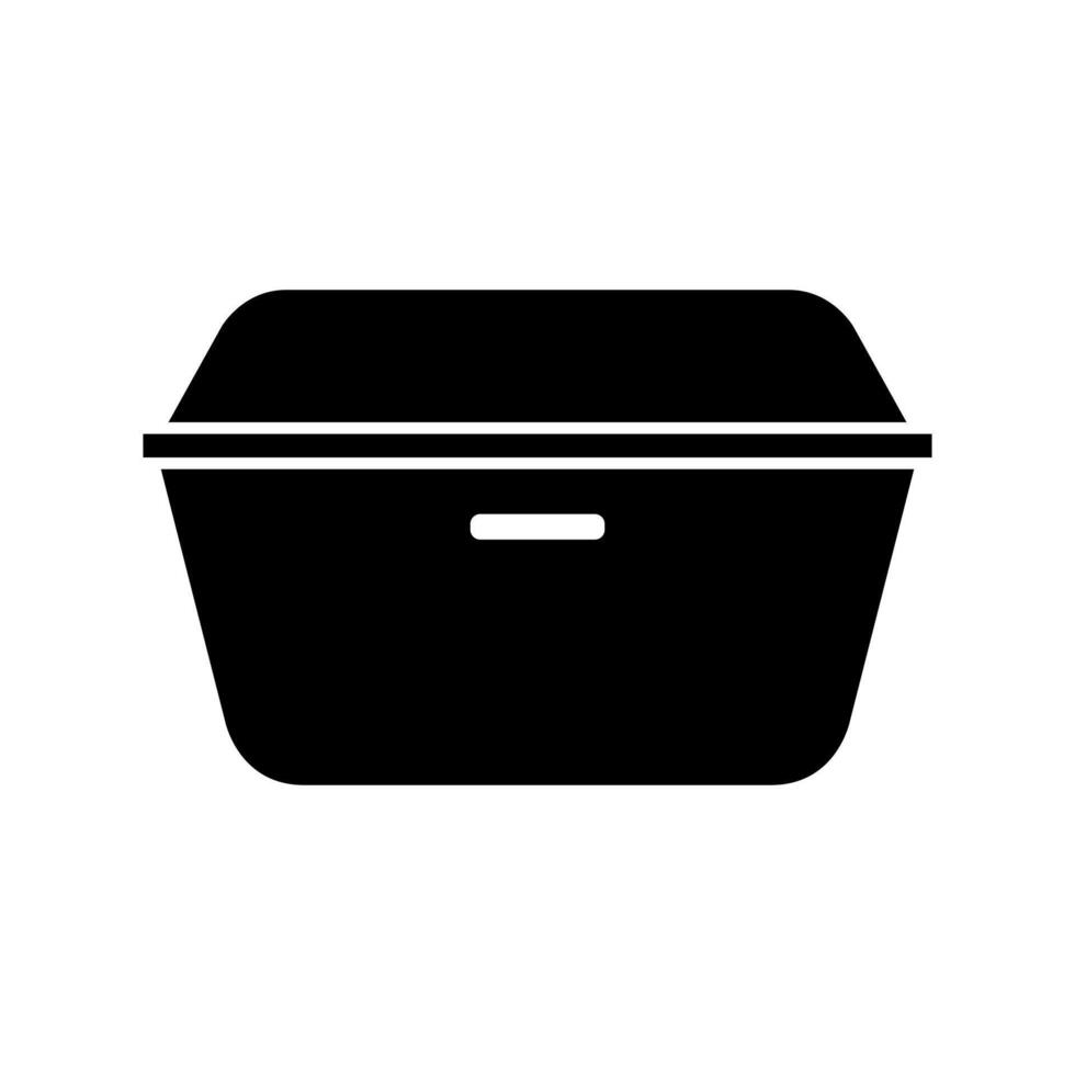 A black and white icon of a box on a white background vector