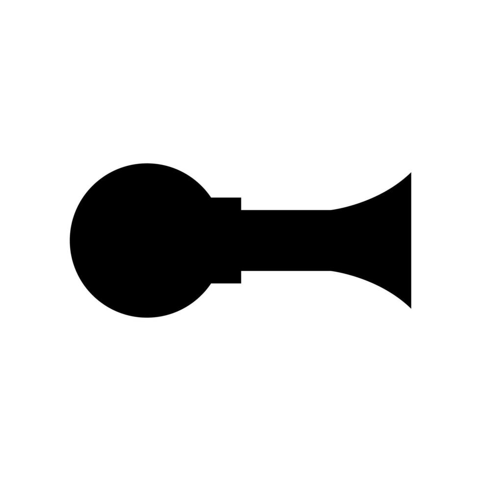 A black and white icon of a horn on background vector
