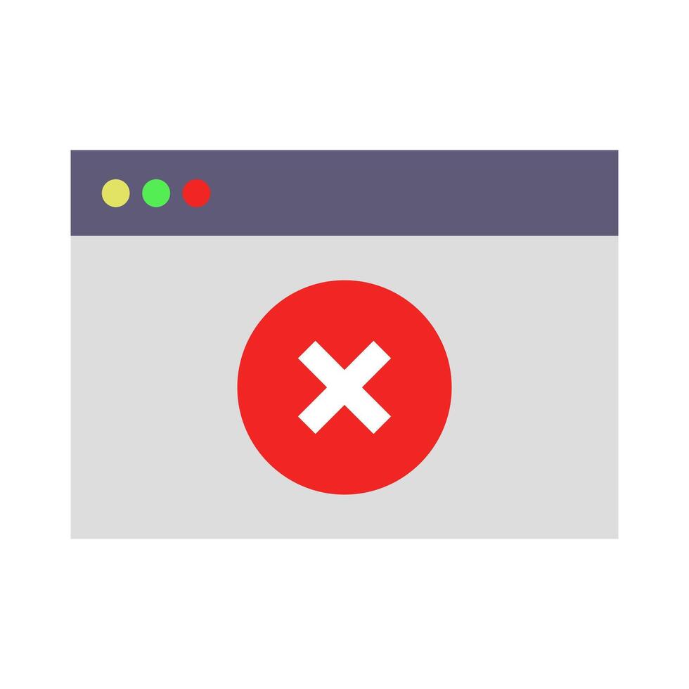 A red cross and an x mark on a computer screen vector
