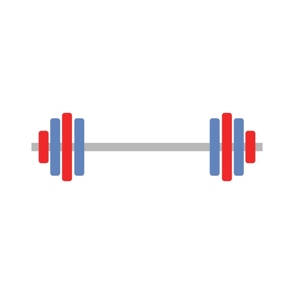 A barbell icon with two red and blue weights vector