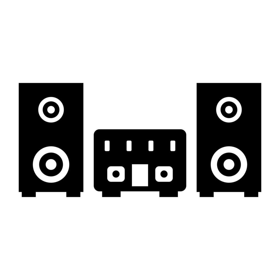 A speaker and a radio are shown in black and white on background vector