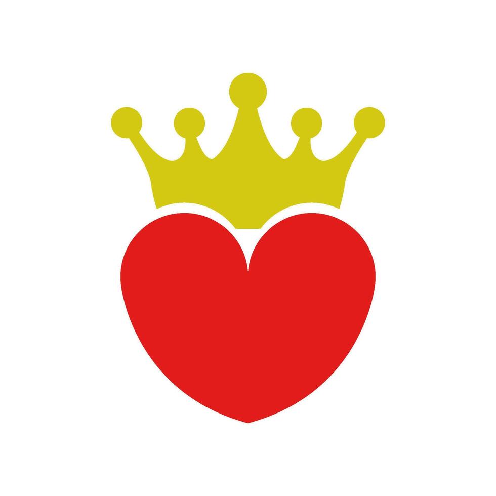 A red heart with a crown on top vector