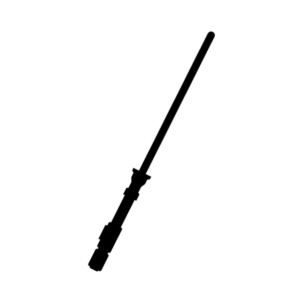 A black and white silhouette of a long stick vector