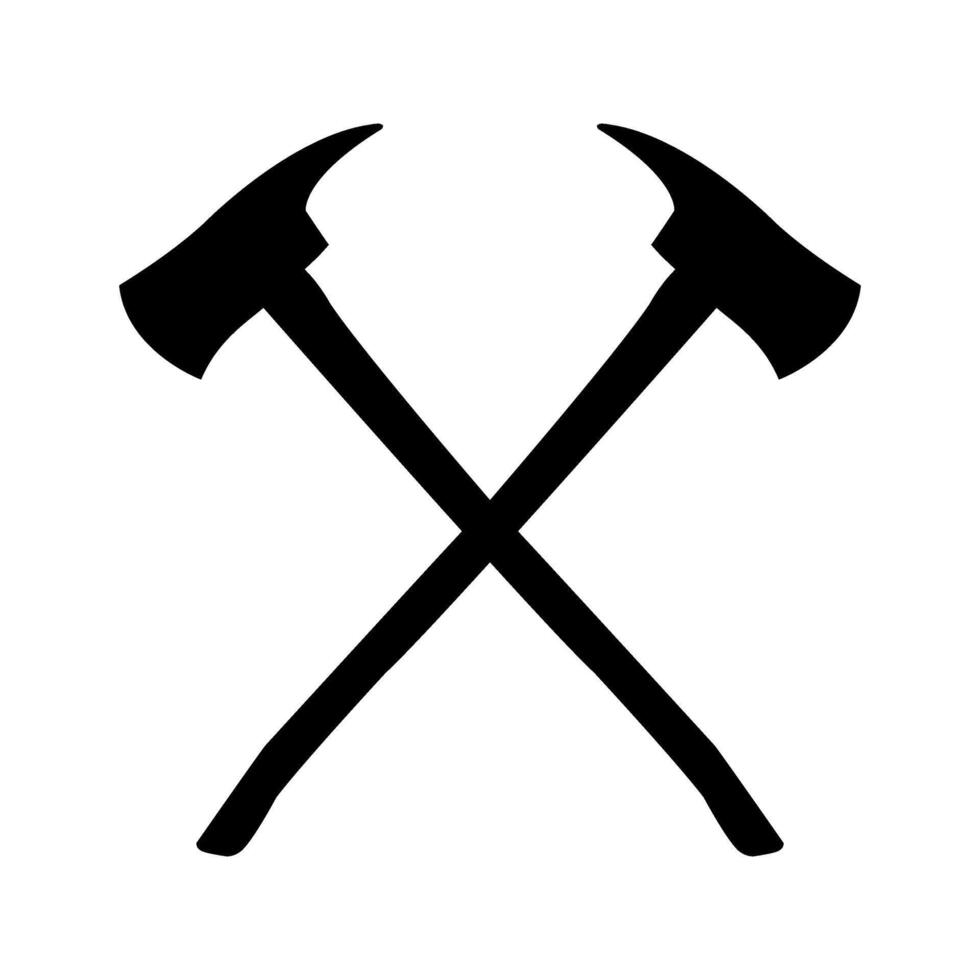 Two crossed axes icon on white background vector