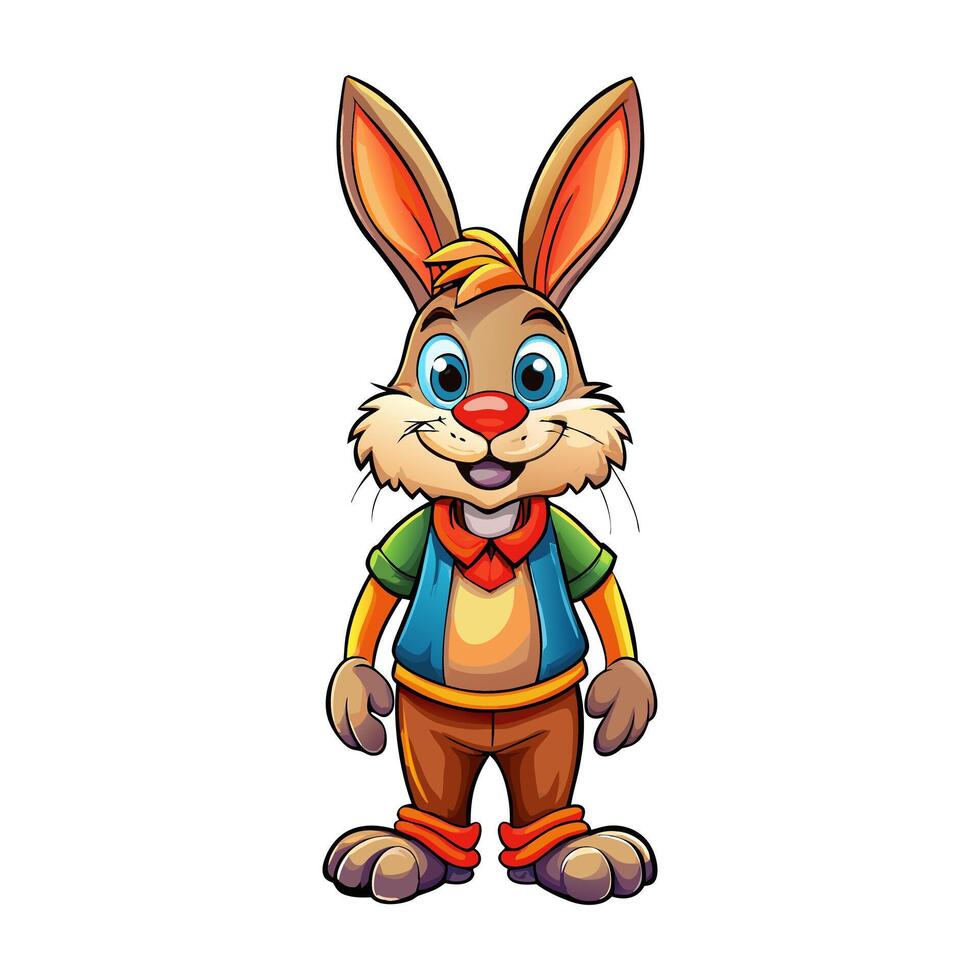 Cartoon rabbit in a colorful outfit vector