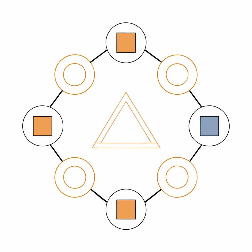 Minimalist Geometric Network Abstract Orange and Blue Shapes EPS Graphic. vector