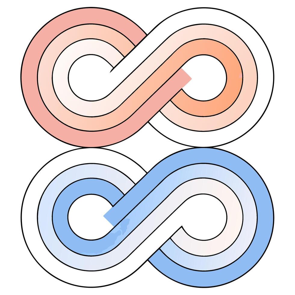 Pastel Double Infinity Symbol Retro Design, Seamless Pattern. vector