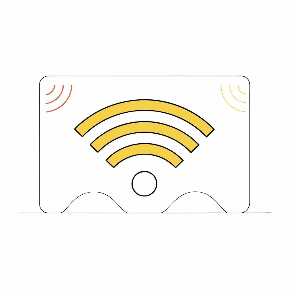 Minimalist WiFi Signal Icon Gold and Black. vector