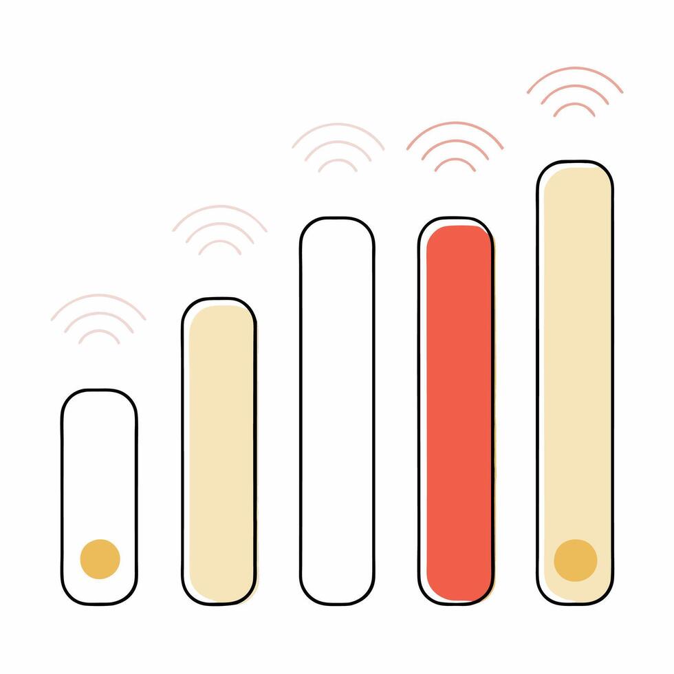 Signal Strength Chart Increasing Wireless Connection Illustration Pastel. vector