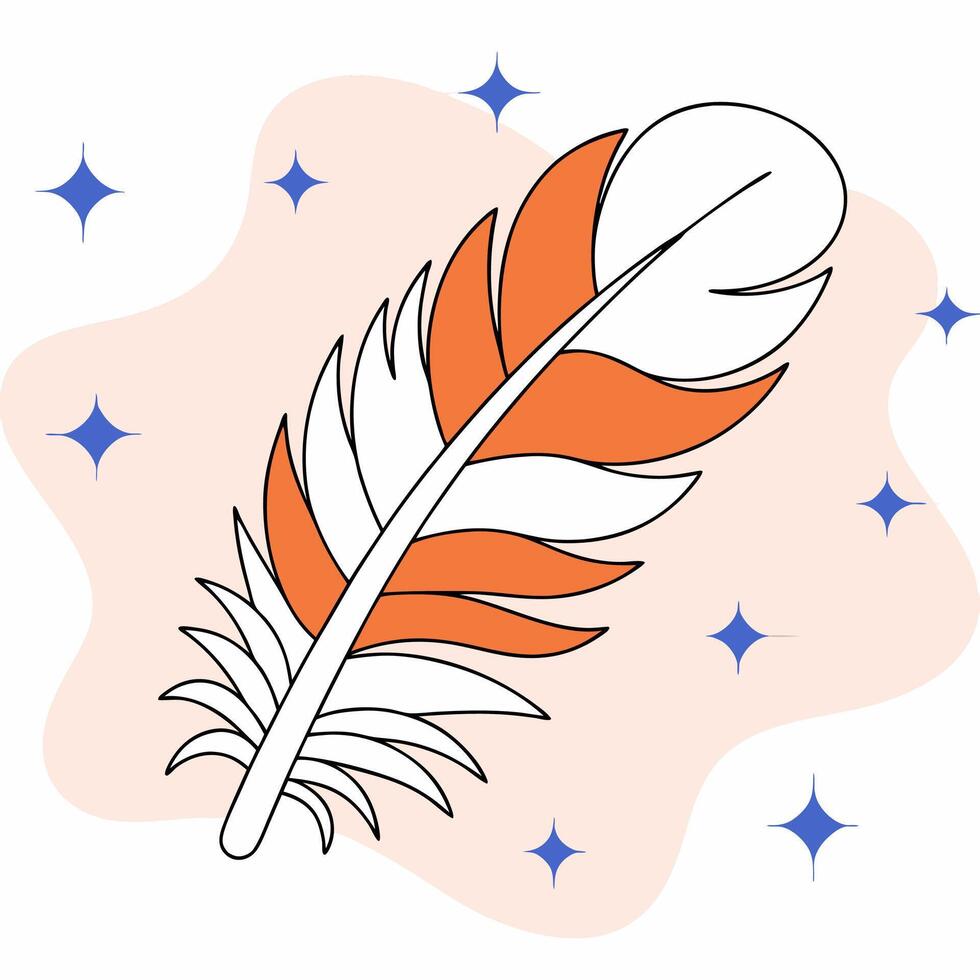 Professional Orange and White Feather Illustration Light. vector