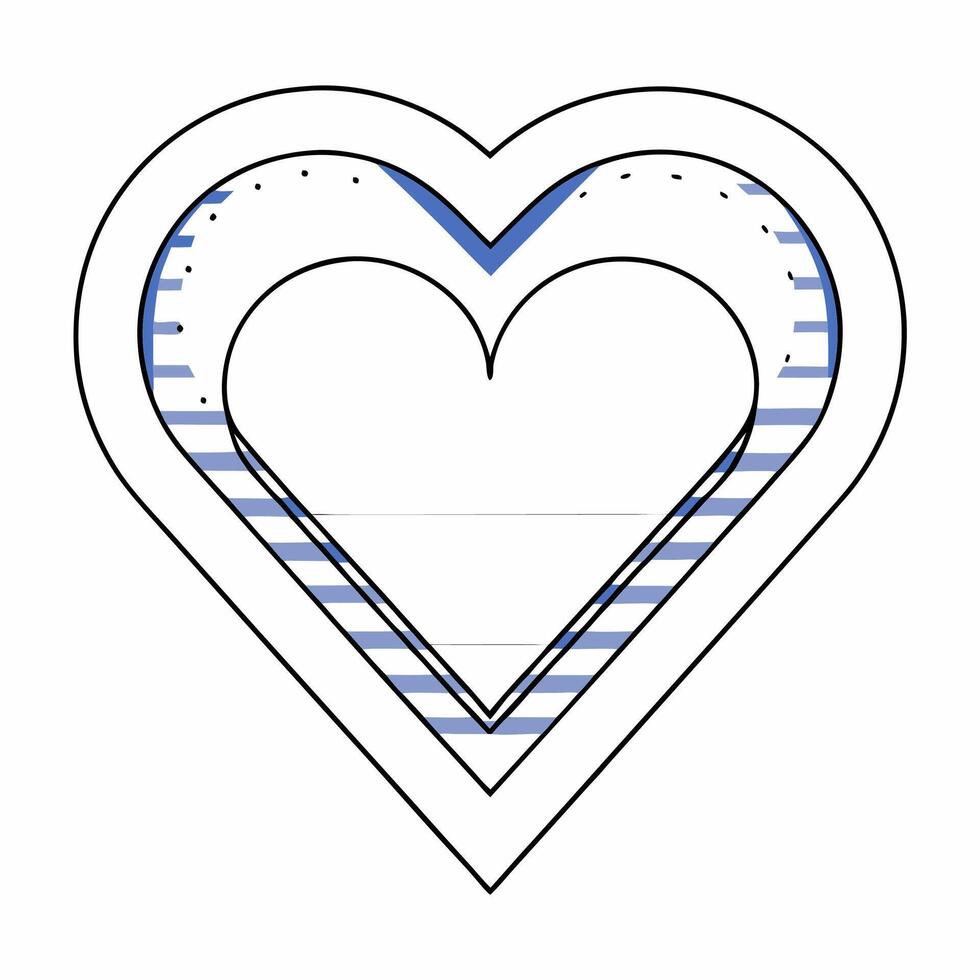 Layered Heart Design Blue Striped Pattern Valentine s, Wedding. vector