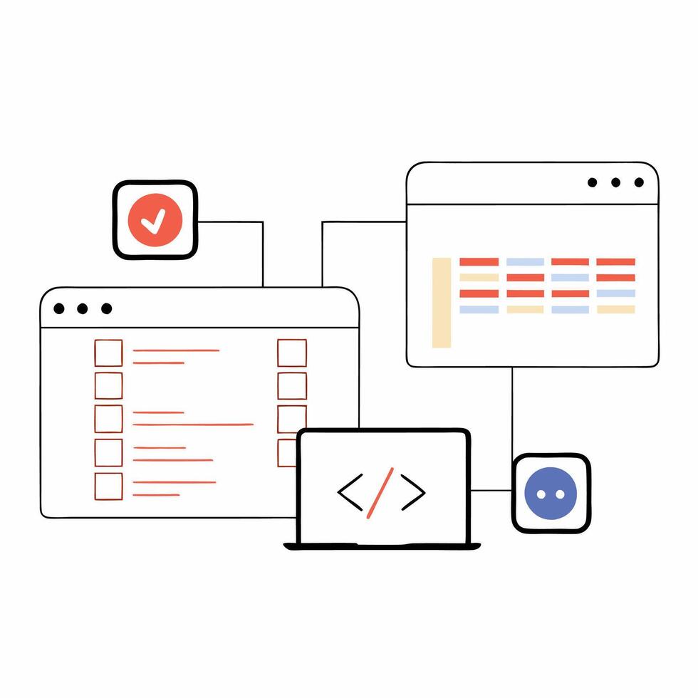 Software Development, Web App Integration. vector