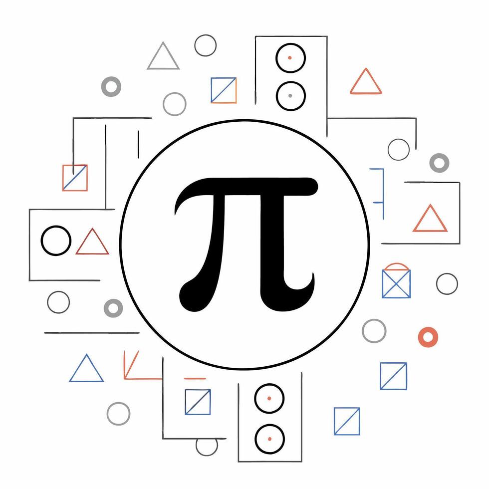 Minimalist Pi Symbol Black Bold Pi in Circle, Geometric Design for Math, Science. vector