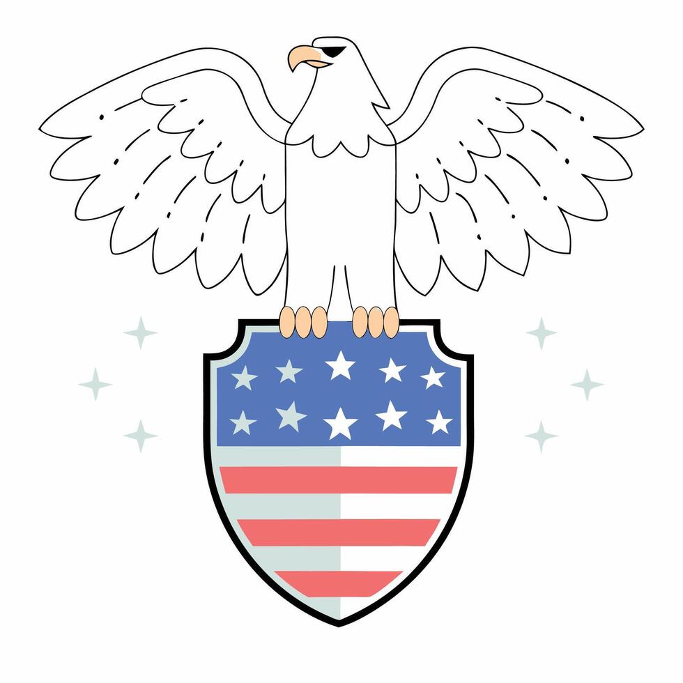 Bald Eagle American Flag Shield Patriotic Illustration. vector