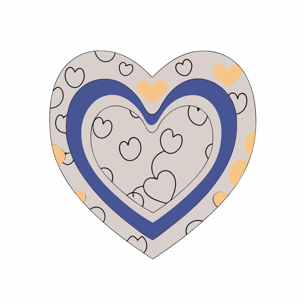 Layered Heart Design Romantic Peach and Blue Valentines Day Illustration. vector