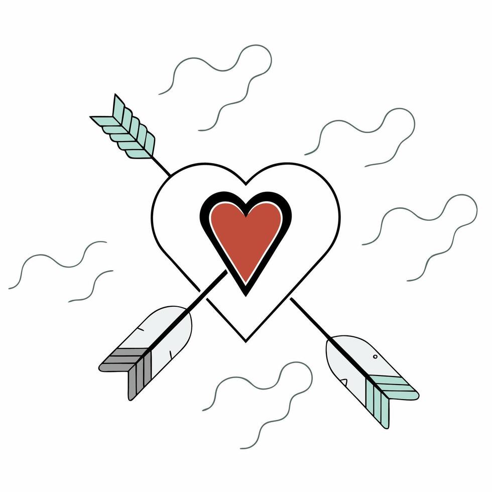 Minimalist Heart with Arrows Valentine s Day Love Graphic Design. vector