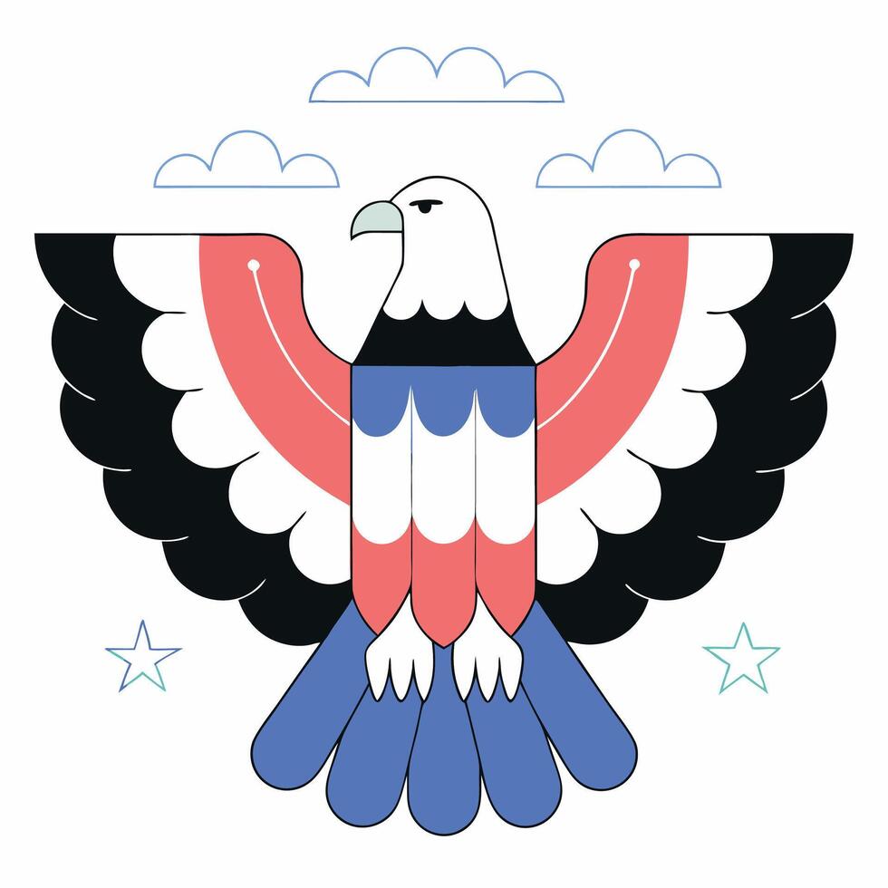 Patriotic Bald Eagle Red, White. vector