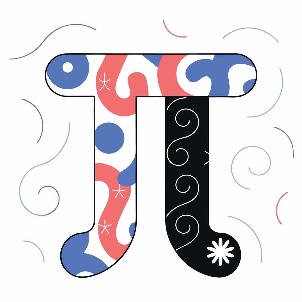 Pi Symbol Abstract Coral. vector