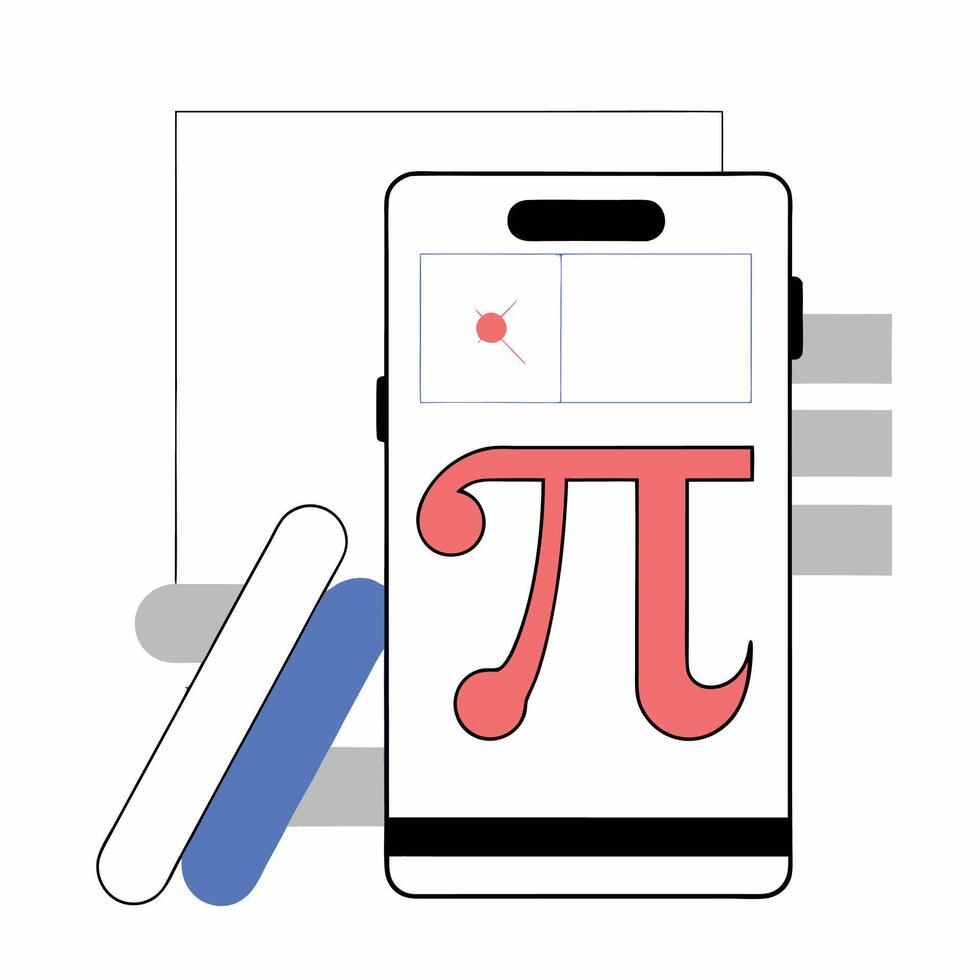 Modern Pi App Icon Coral and Blue, Clean Design. vector