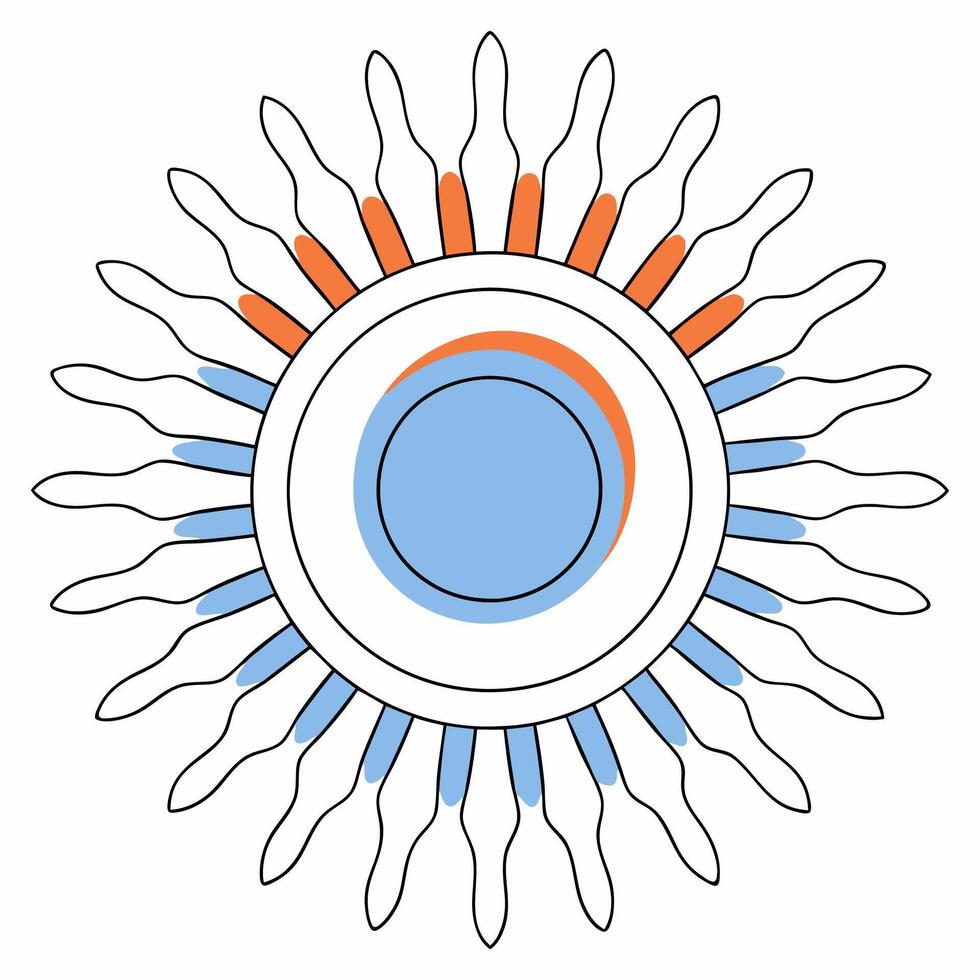 Abstract Circular Design Blue Coral Concentric Petals Graphic Modern and Sophisticated. vector