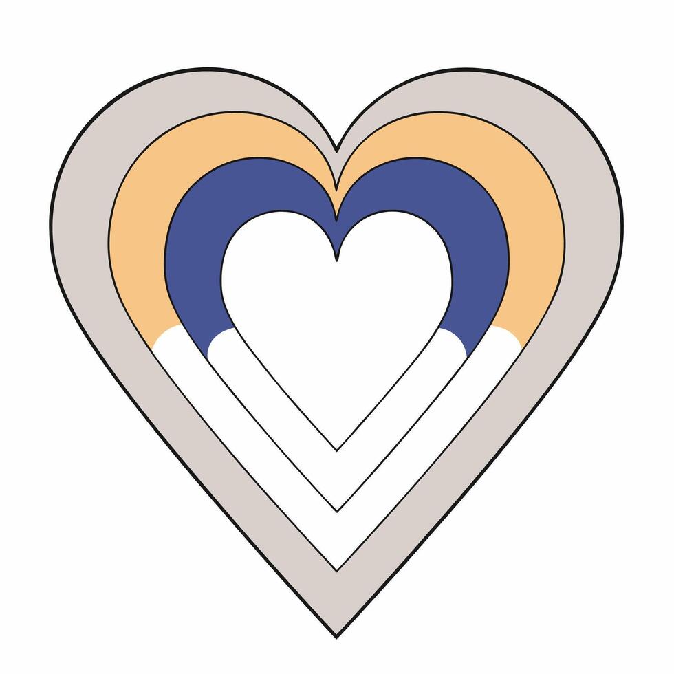 Pastel Layered Heart Graphic Concentric Design in Gray, Peach. vector