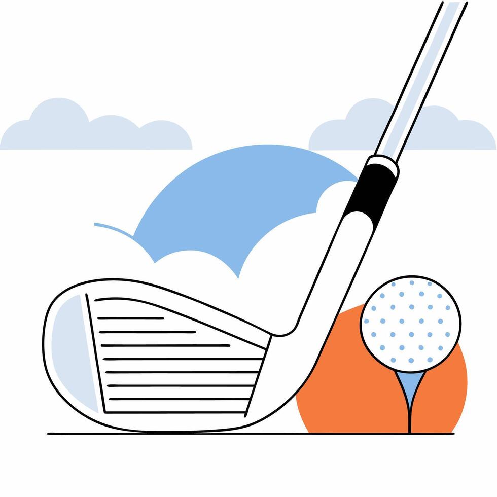 Minimalist Golf Club Illustration Wedge and Ball, Sports Graphic. vector