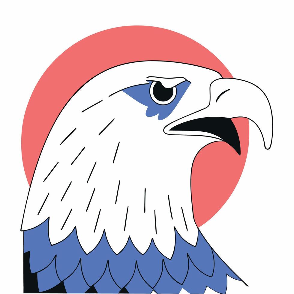 Bald Eagle Head Illustration Patriotic, Modern. vector
