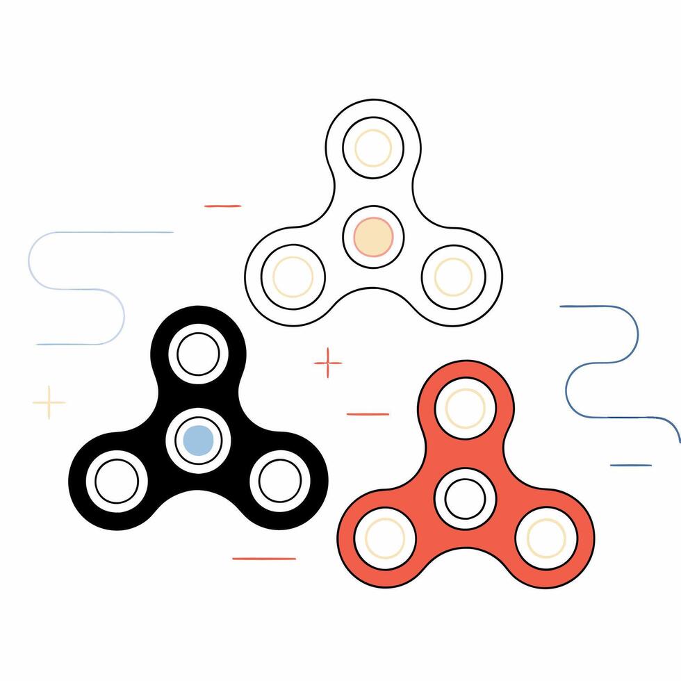 Professional Fidget Spinners Illustration Red, Black. vector