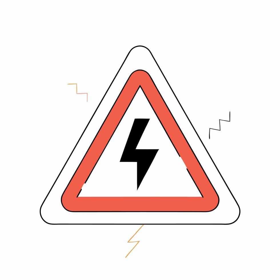 High Voltage Danger Sign Red Triangle. vector
