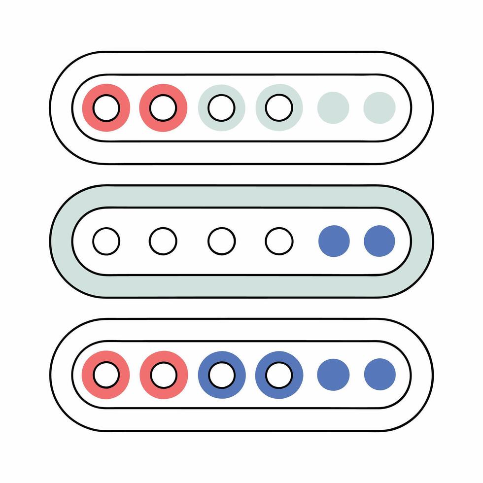 Pastel Progress Bar Indicators UI Design Elements 3 Stages. vector