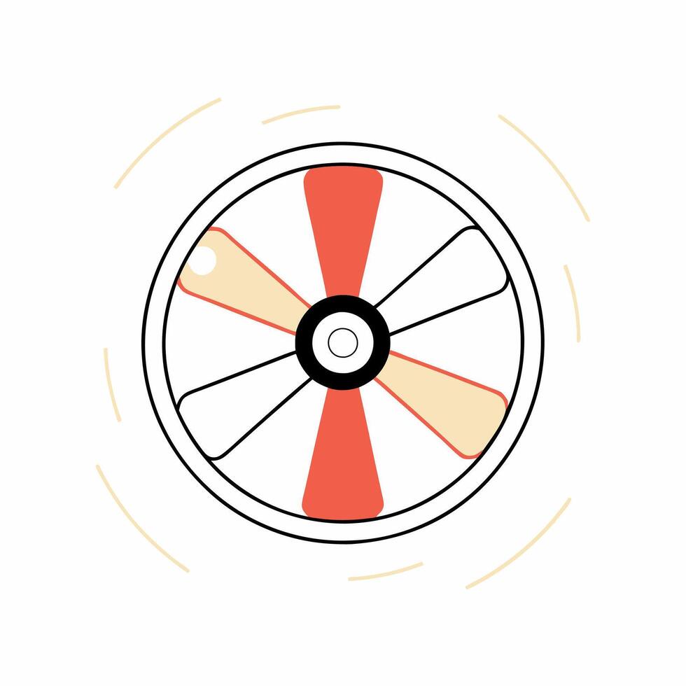 Spinning Wheel Graphic Red and Beige Flat Design Game UI. vector