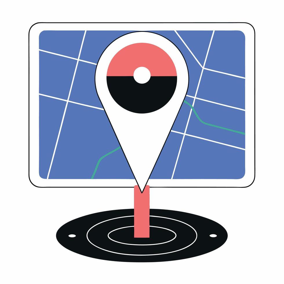 Location Pin Map Graphic Red, Black. vector