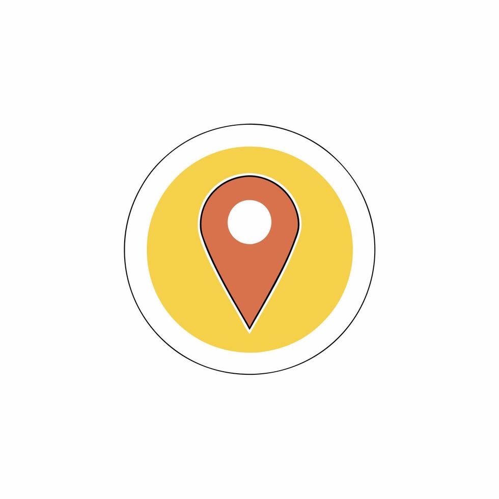 Minimalist Location Pin Icon Orange and Yellow. vector