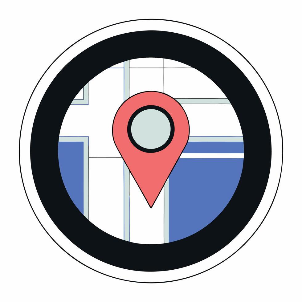 Professional Location Pin Graphic Coral Red and Blue Map Design for Navigation Apps. vector