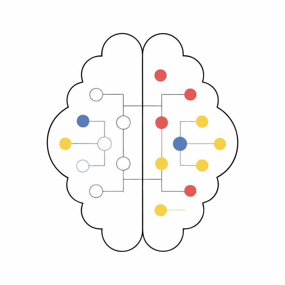 Brain Network Colorful Neural Connections Illustration. vector