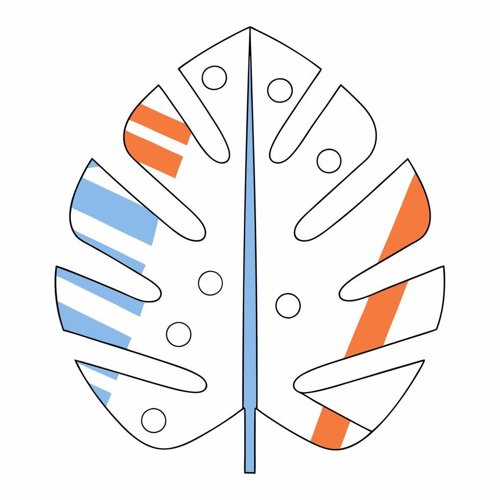 Monstera Leaf Illustration Blue. vector